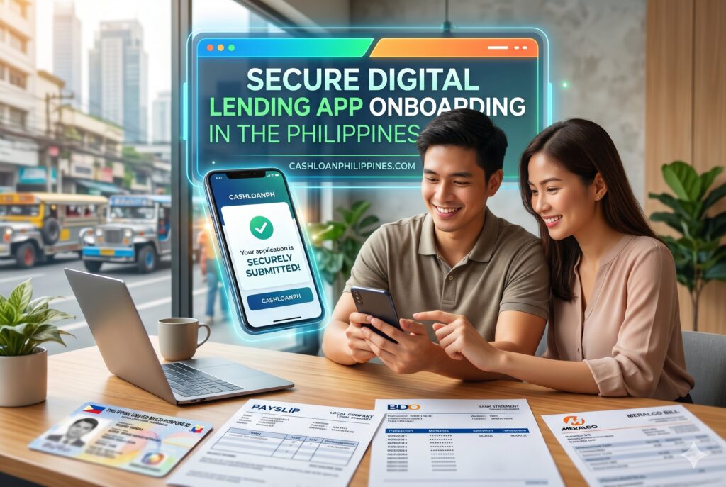 Secure Philippine fintech loan application process showing identity verification and transparent repayment terms
