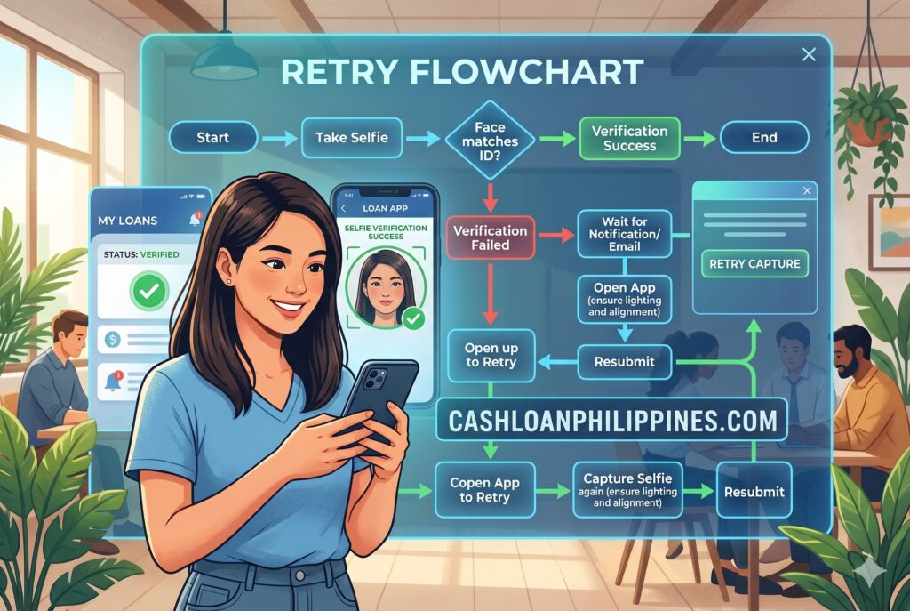 Step-by-step flowchart for fixing failed facial verification in Philippine lending apps