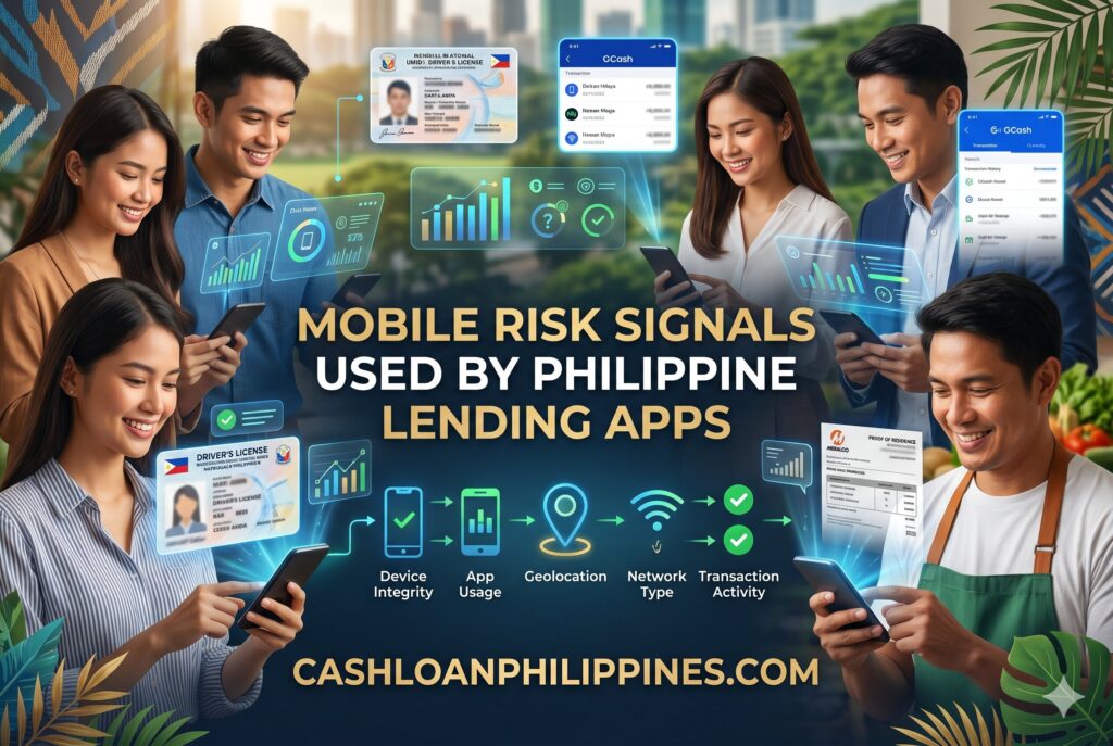 Telecom risk analysis showing device fingerprinting, SIM consistency, OTP systems, and fraud-detection behavior in loan apps
