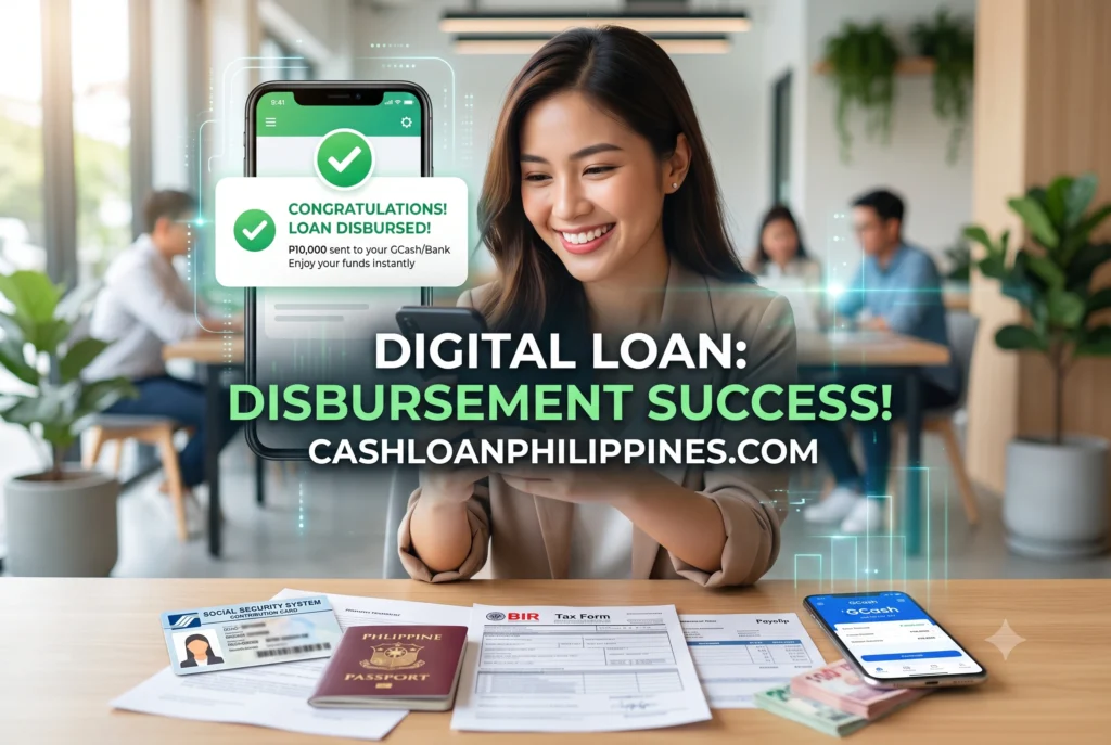 Smartphone screen showing real-time digital loan disbursement notification on a mobile wallet application
