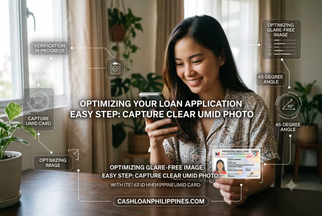 Proper lighting technique using natural indirect sunlight to scan a UMID card for a digital banking application