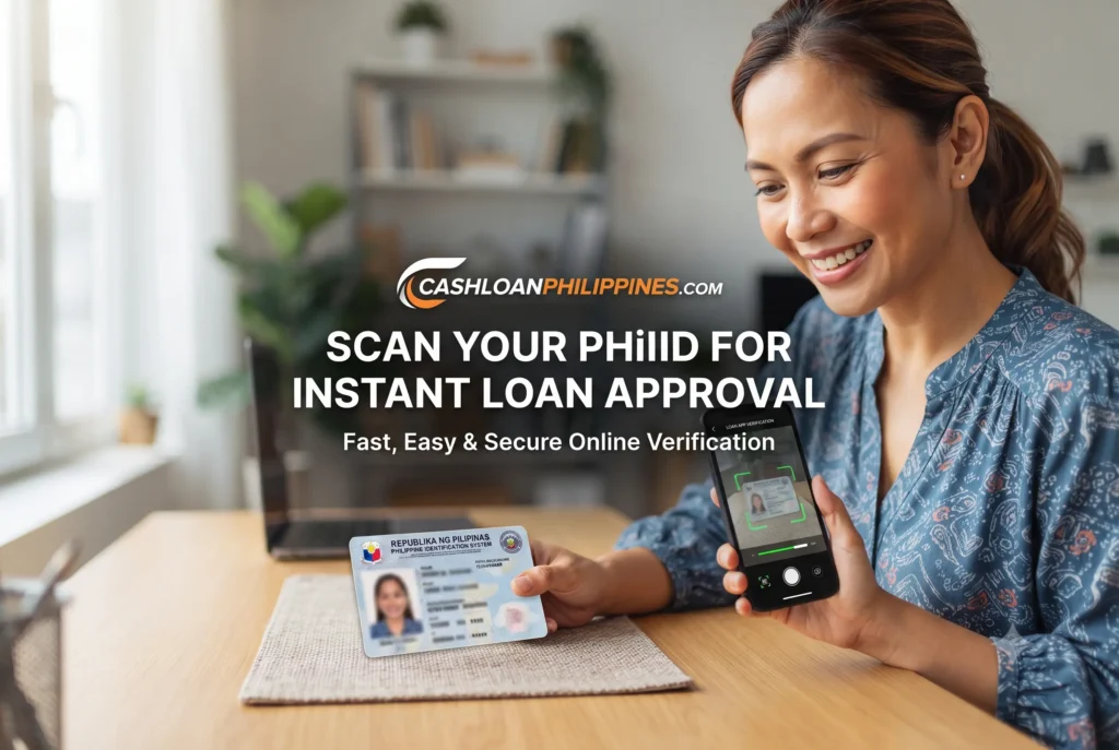 Borrower scanning a PhilSys National ID in natural lighting to pass E-KYC verification