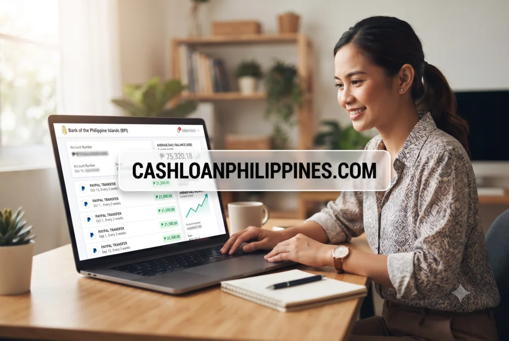 Digital bank statement analysis showing consistent freelance income deposits and stable daily balance for loan approval
