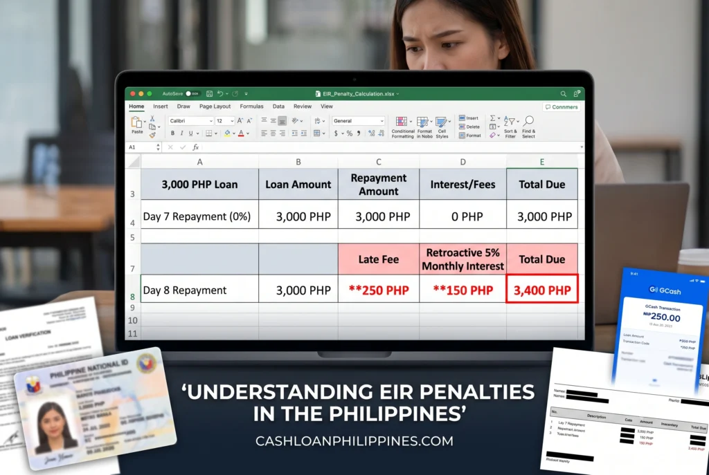 a-detailed-spreadsheet-demonstrating-how-missing-a-7-day-zero-interest-loan-deadline-retroactively-triggers-late-fees-and-standard-interest-rates-heavily-increasing-the-total-amount-due
